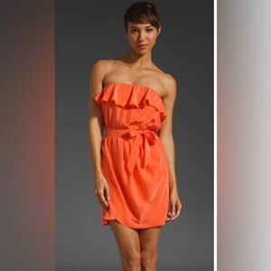 Amanda uprichard Joan dress REVOLVE in coral 100% silk mini small